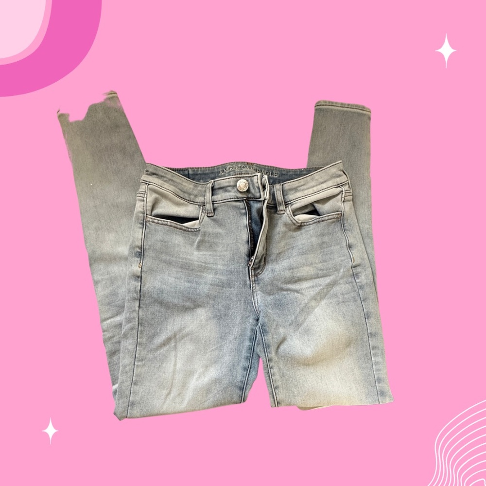 AE super stretch light wash skinny jeans